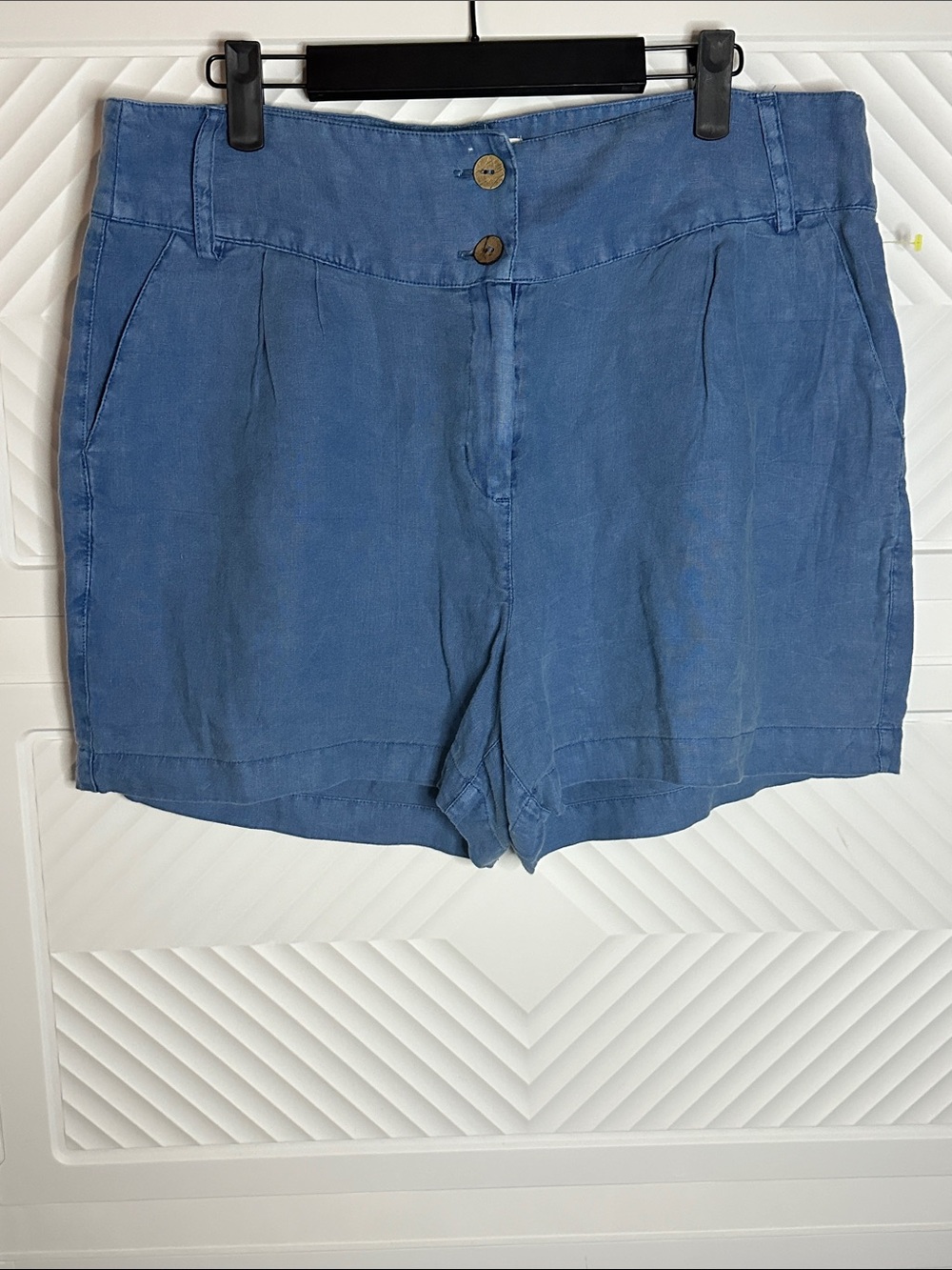 Artisan Ny Blue High-Waist 100% Linen- Shorts